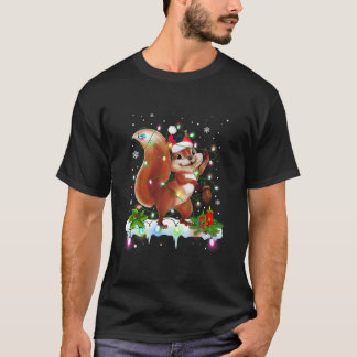 Funny ekorrel Juldekorationer Santa Hat Xma T Shirt