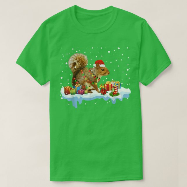 Funny ekorrel Juldekorationer Santa Hat Xma T Shirt (Design framsida)