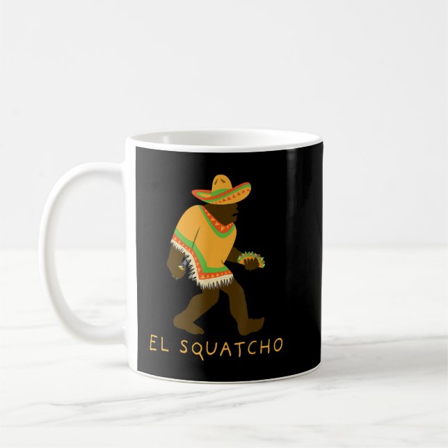 Funny El Squatcho Bigfoot with taco, Beer, Pacho Kaffemugg (Vänster)