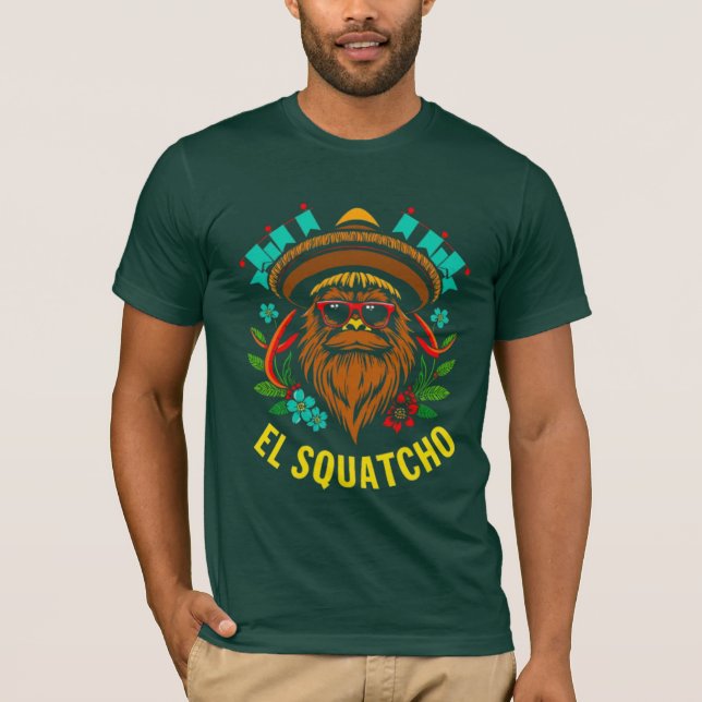 Funny EL SQUATCHO Cinco de Mayo Bigfoot Party Art T Shirt (Framsida)