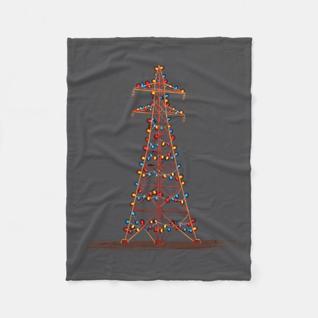 Funny Electric Pylon Christmas Graphics Lights Lov Fleecefilt (Framsidan)