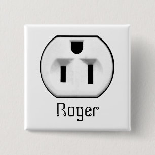 Funny Electrical Outlet Namn Badge   Namn bricka Knapp