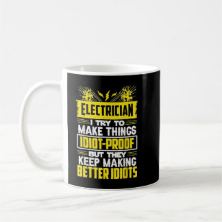Funny Electrician Art Men Dad Lineman Electronics  Kaffemugg