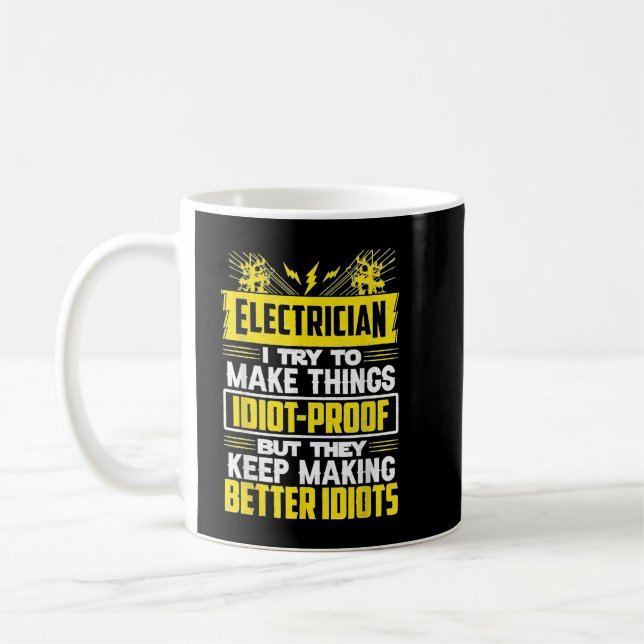 Funny Electrician Art Men Dad Lineman Electronics  Kaffemugg (Vänster)