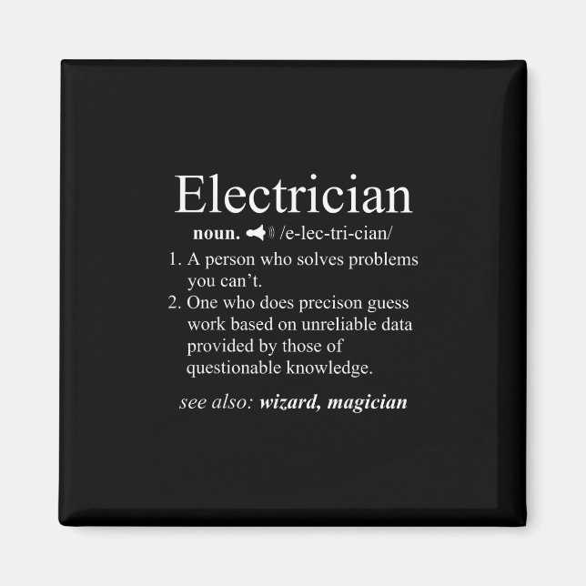 Funny Electrician Definition Electrical Ingenjör Magnet (Framsidan)