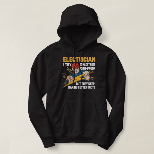 Funny Electrician Electrical Ingenjör Electricity Hoodie (Design framsida)