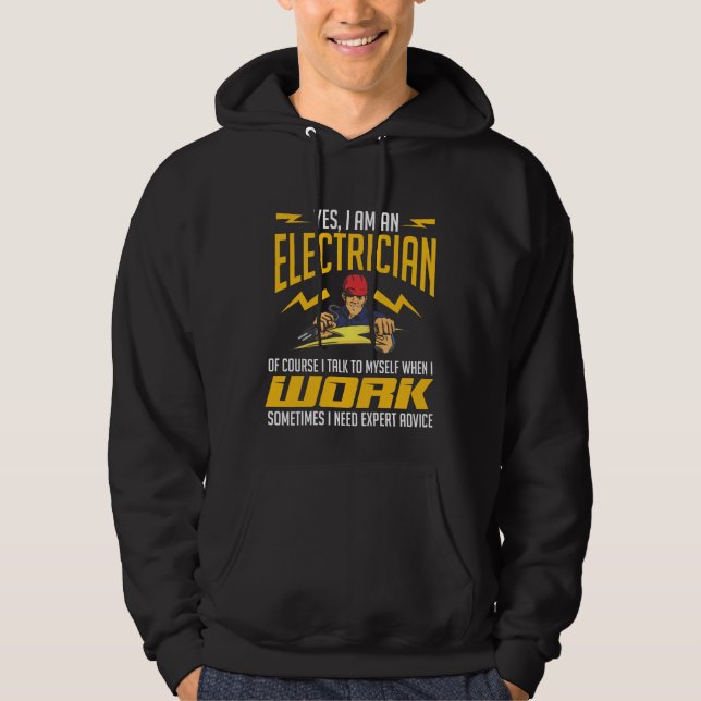 Funny Electrician Expert Crateur Advice Humor Hoodie (Framsida)