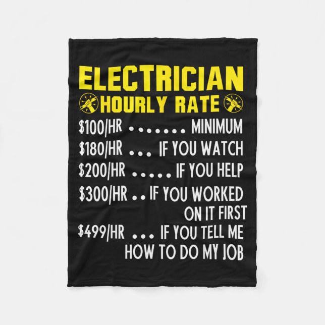 Funny Electrician Hourly Rate Pricing Chart  Fleecefilt (Framsidan)