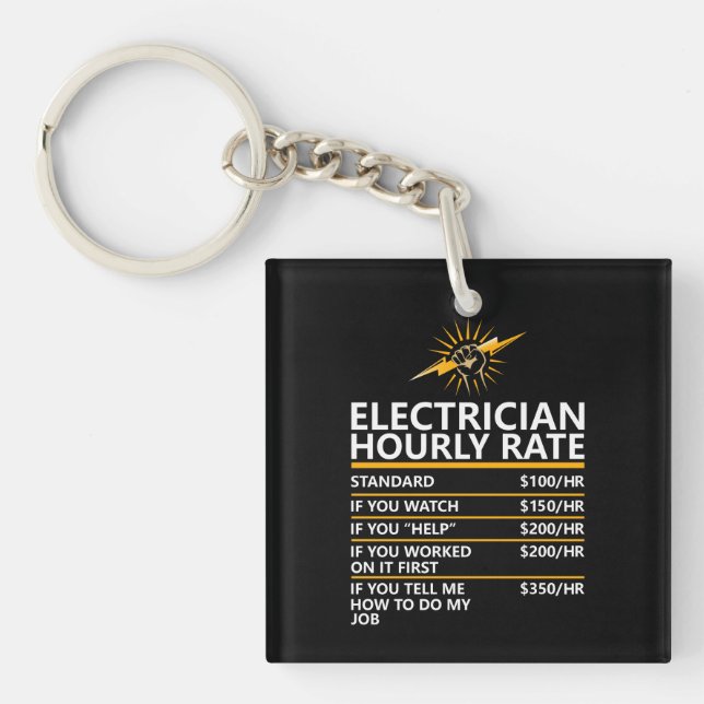 Funny Electrician Hourly Rate Table Humor Gift (Framsidan)