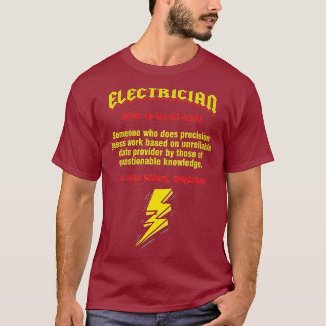 Funny Electrician Noun Definition Lineman T Shirt (Framsida)