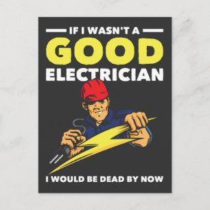 Funny Electrician Saming Job Make Humor Vykort
