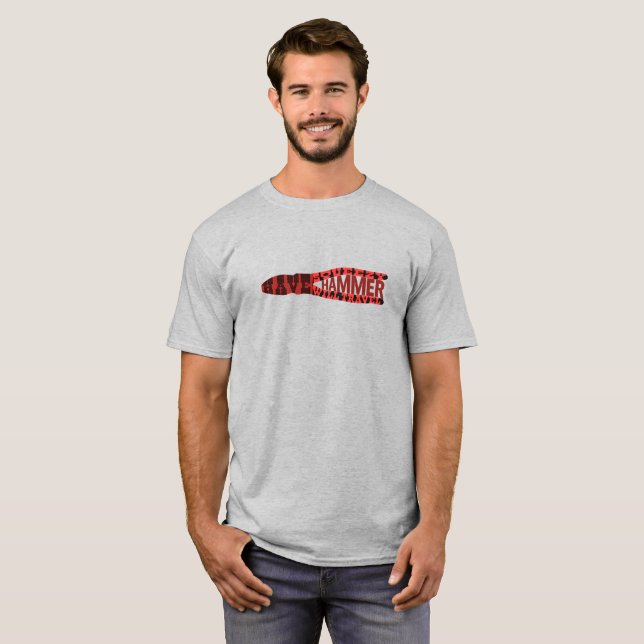 Funny Electrician Squeezy Hammer T Shirt (Hel framsida)