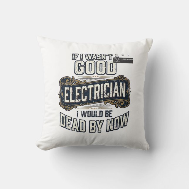 Funny Electrician Vintage Engraving Quote Design Kudde (Framsida)