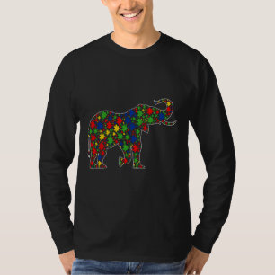 Funny Elephant Animals Puzzle Delar Autism Awaren T Shirt