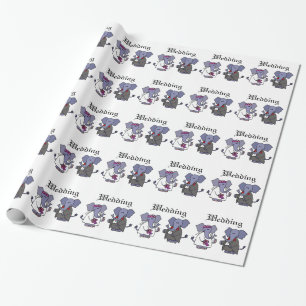Funny Elephant Bride and Groom Bröllop Design Presentpapper
