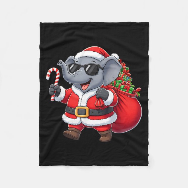 Funny Elephant Christmas Santa Outfit Xmas Boys Gi Fleecefilt (Framsidan)