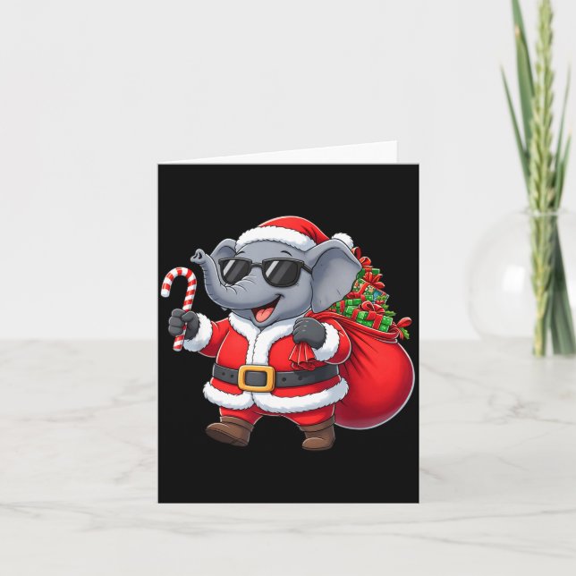 Funny Elephant Christmas Santa Outfit Xmas Boys Gi Kort (Framsida)