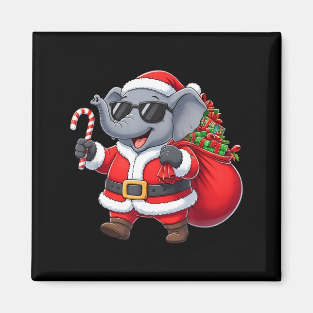 Funny Elephant Christmas Santa Outfit Xmas Boys Gi Magnet (Framsidan)
