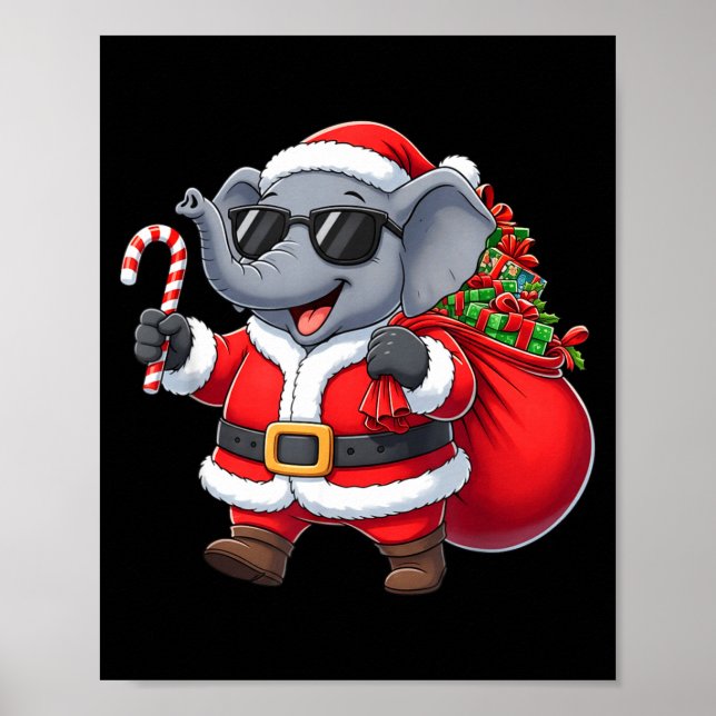 Funny Elephant Christmas Santa Outfit Xmas Boys Gi Poster (Framsidan)