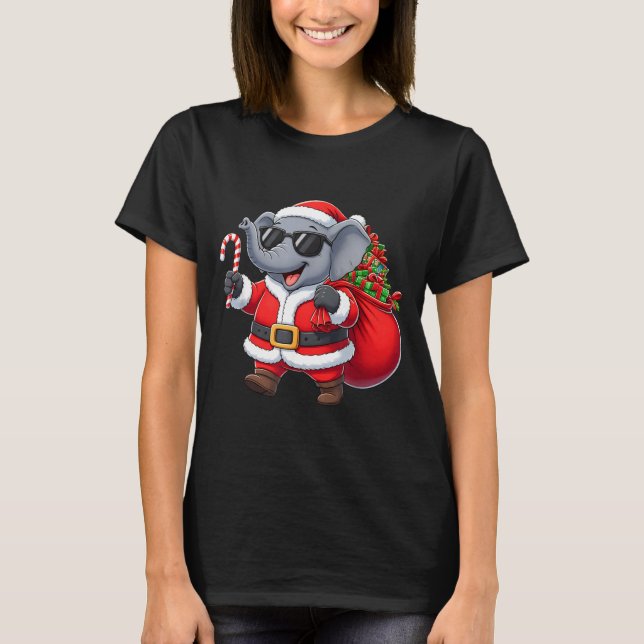 Funny Elephant Christmas Santa Outfit Xmas Boys Gi T Shirt (Framsida)