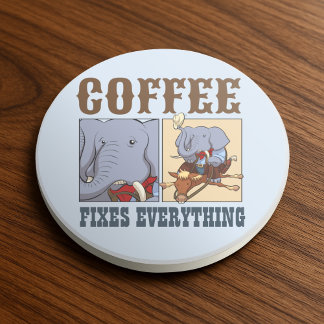 Funny Elephant Coffee åtgärdar allt Tecknad Underlägg
