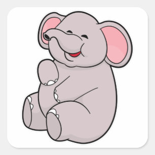 Funny Elephant Fyrkantigt Klistermärke