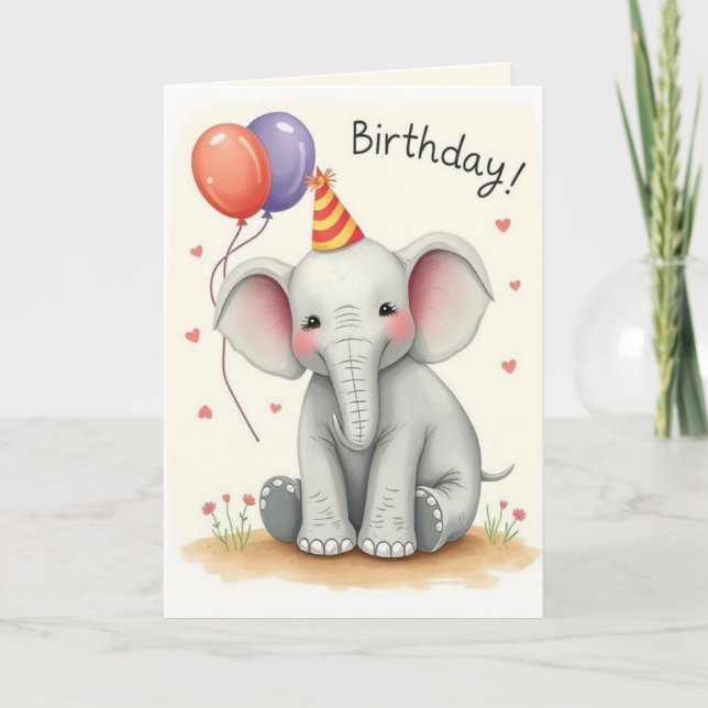 Funny Elephant Grattis på födelsedagen Card Kort (Framsida)
