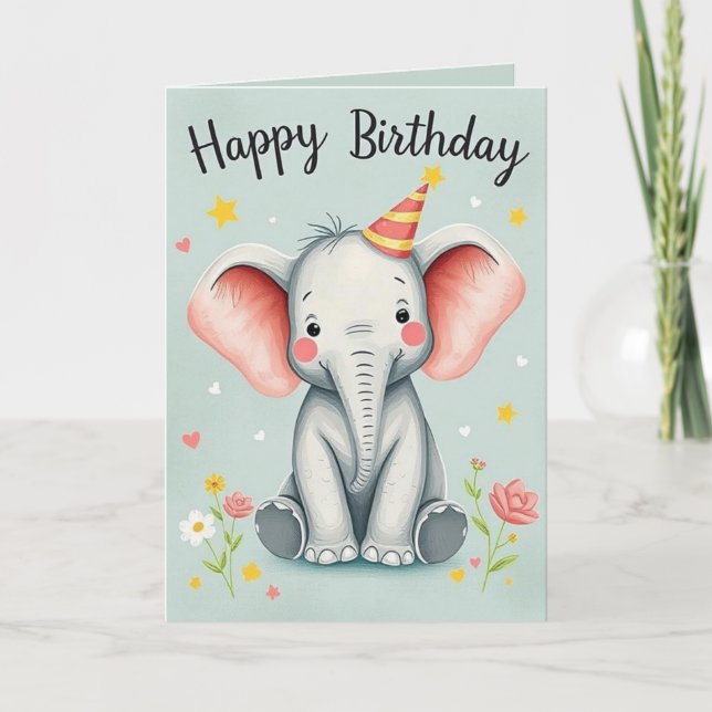 Funny Elephant Grattis på födelsedagen Card Kort (Framsida)