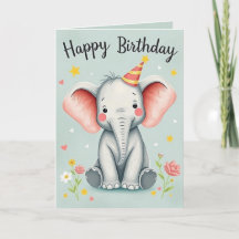Funny Elephant Grattis på födelsedagen Card