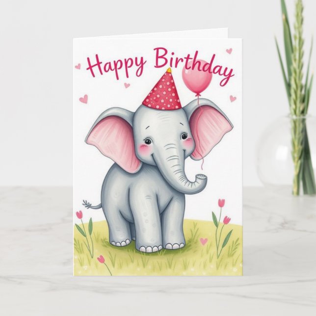 Funny Elephant Grattis på födelsedagen Card Kort (Framsida)
