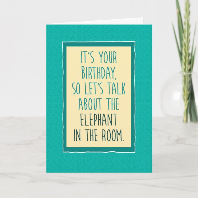 Funny Elephant i rummet Birthday Kort (Framsida)
