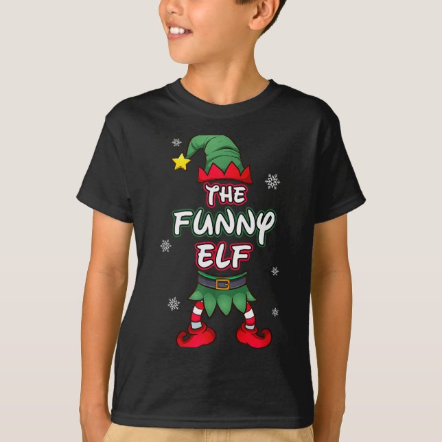 Funny Elf Christmas Pajamas Pjs Matching Family Gr T Shirt (Framsida)