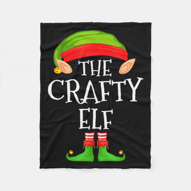 Funny Elf Family Christmas Crafty Elf Sweater Matc Fleecefilt (Framsidan)