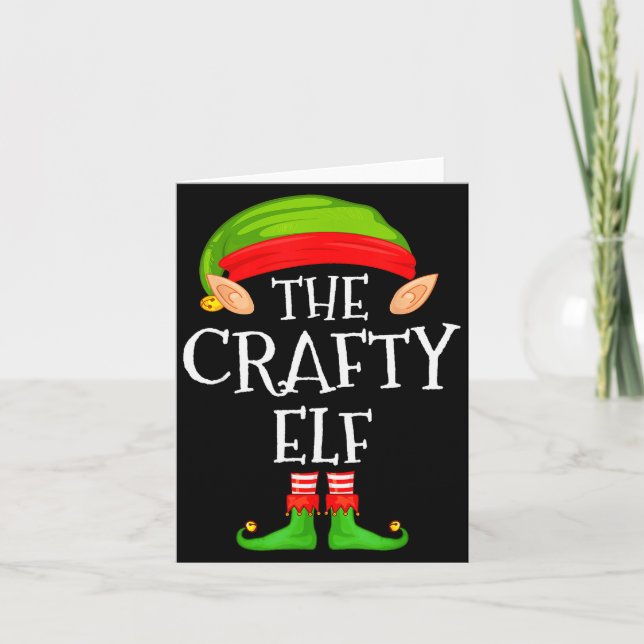 Funny Elf Family Christmas Crafty Elf Sweater Matc Kort (Framsida)