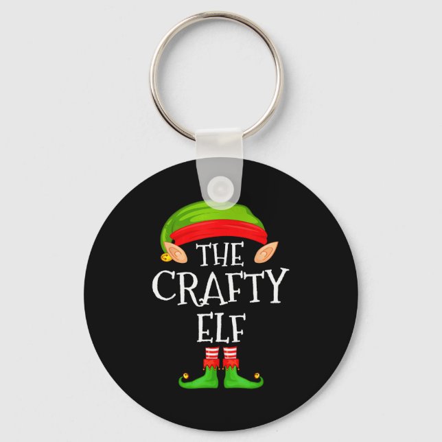 Funny Elf Family Christmas Crafty Elf Sweater Matc Nyckelring (Framsida)