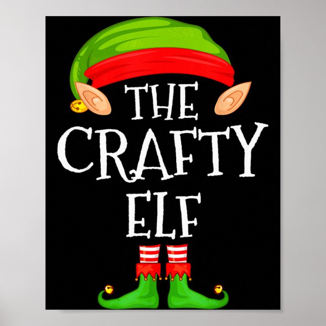 Funny Elf Family Christmas Crafty Elf Sweater Matc Poster (Framsidan)