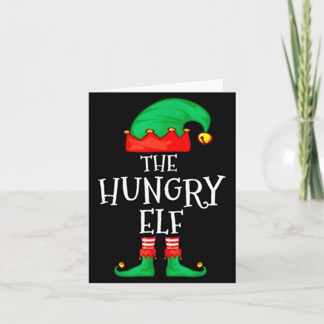 Funny Elf Family Christmas The Hungry Elf Sweater  Kort (Framsida)