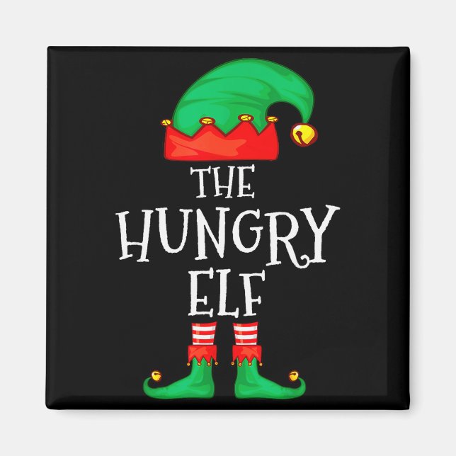 Funny Elf Family Christmas The Hungry Elf Sweater  Magnet (Framsidan)
