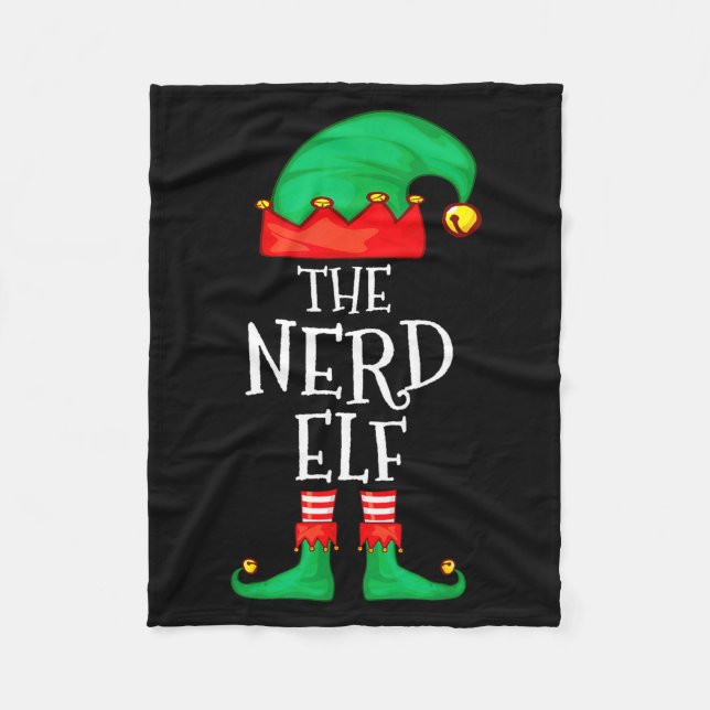Funny Elf Family Christmas The Nerd Elf Sweater Me Fleecefilt (Framsidan)