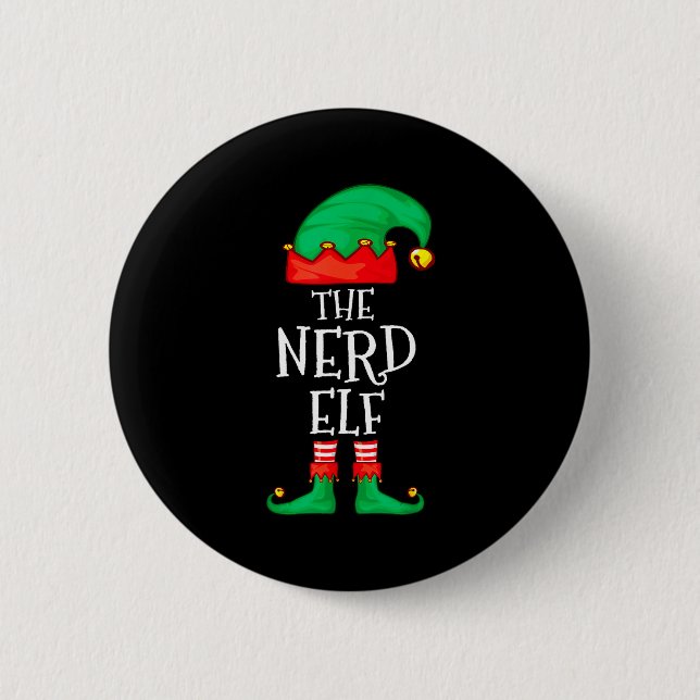 Funny Elf Family Christmas The Nerd Elf Sweater Me Knapp (Framsida)