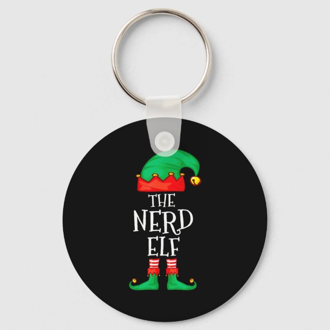 Funny Elf Family Christmas The Nerd Elf Sweater Me Nyckelring (Framsida)