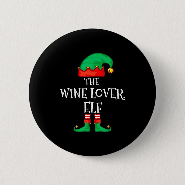 Funny Elf Family Christmas The Wine Lover Elf Men  Knapp (Framsida)
