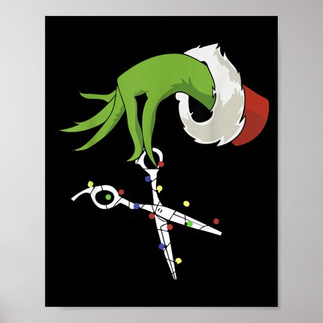 Funny Elf Hands Hair Stylist Hairdresser Scissor B Poster (Framsidan)