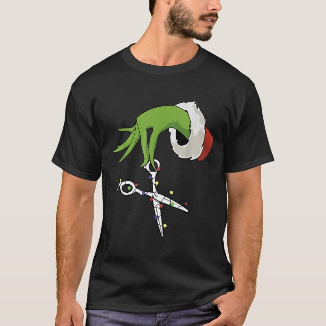 Funny Elf Hands Hair Stylist Hairdresser Scissor B T Shirt (Framsida)