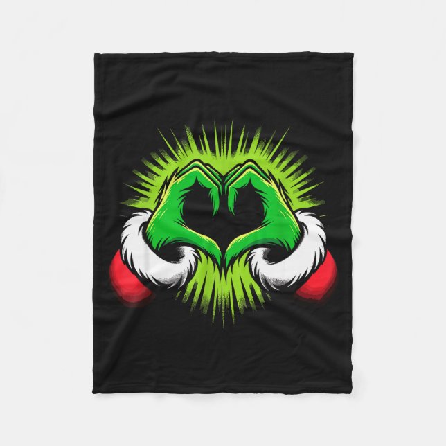 Funny Elf Heart Hands Love Christmas  Fleecefilt (Framsidan)