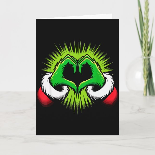 Funny Elf Heart Hands Love Christmas  Kort (Framsida)