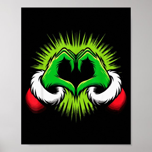 Funny Elf Heart Hands Love Christmas  Poster (Framsidan)