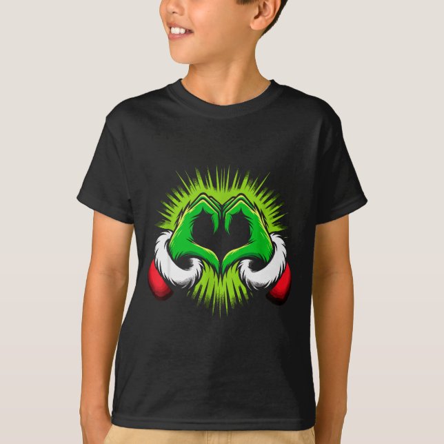 Funny Elf Heart Hands Love Christmas  T Shirt (Framsida)