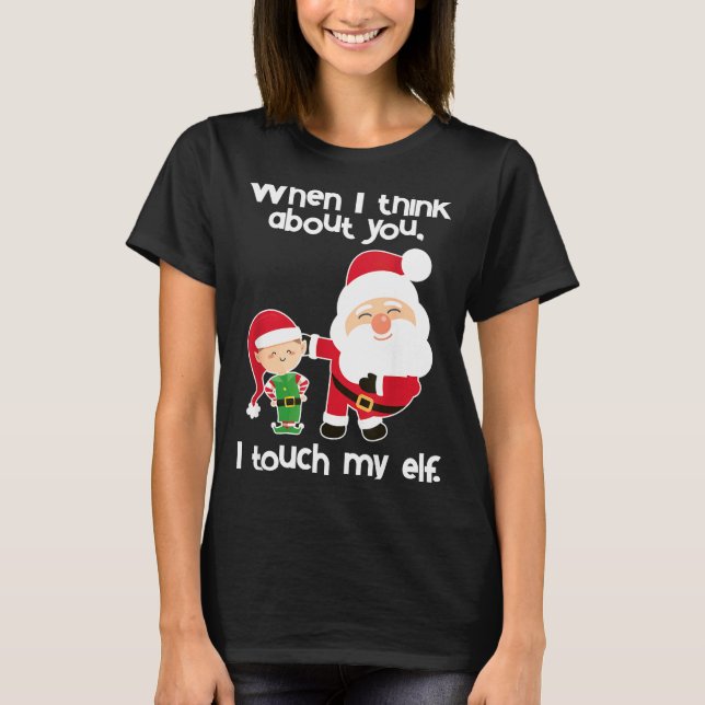 Funny Elf Inappropriate Adult Humor Christmas Gift T Shirt (Framsida)