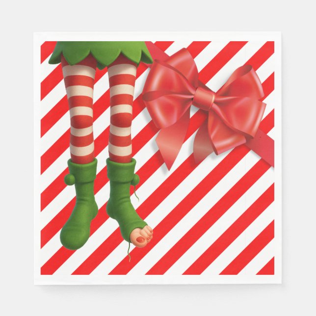 Funny Elf Legs Christmas | North Pole Mischief  Pappersservett (Framsidan)